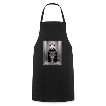 Panda Toilette Zeitung lesen Geschenk - Kochschürze - Schwarz - Vorne - AI Model Male 185 dark (185cm)