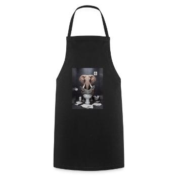 Elefant Toilette Zeitung lesen Geschenk - Kochschürze - Schwarz - Vorne - AI Model Male 185 dark (185cm)