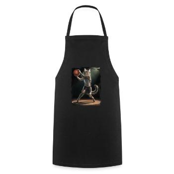 Katze spielt Basketball Geschenk - Kochschürze - Schwarz - Vorne - AI Model Male 185 dark (185cm)