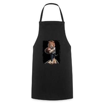 Löwe spielt Bowling Geschenk - Kochschürze - Schwarz - Vorne - AI Model Male 185 dark (185cm)
