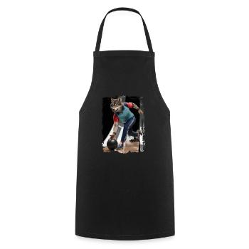 Wolf spielt Bowling Geschenk - Kochschürze - Schwarz - Vorne - AI Model Male 185 dark (185cm)