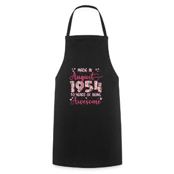 Août 1954 Cadeau Anniversaire 70 Ans Pour Femme - Tablier de cuisine - noir - Devant - AI Model Male 185 dark (185cm)