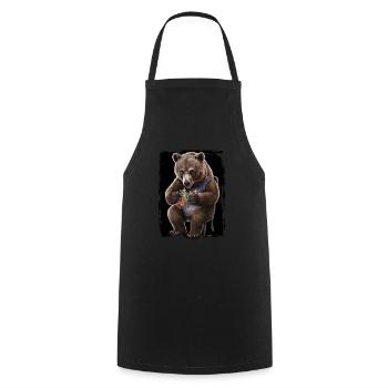 Grizzlybär spielt Puzzle Geschenk - Kochschürze - Schwarz - Vorne - AI Model Male 185 dark (185cm)