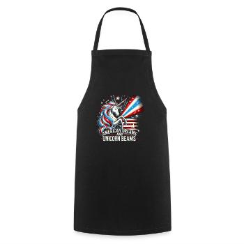 Patriotisme magique Licorne américaine États-Unis - Tablier de cuisine - noir - Devant - AI Model Male 185 dark (185cm)