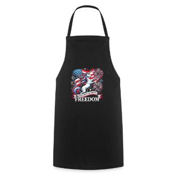 Patriotisme magique Licorne américaine États-Unis - Tablier de cuisine - noir - Devant - AI Model Male 185 dark (185cm)