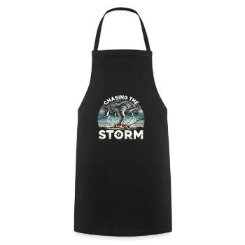 Experience the fascinating world of tornado hunting - Cooking Apron - black - Front - AI Model Male 185 dark (185cm)