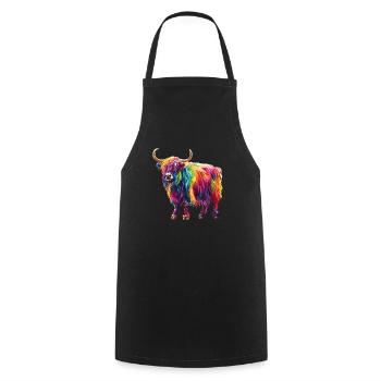 Yak Rainbow Colorful Artwork Color Joy - Cooking Apron - black - Front - AI Model Male 185 dark (185cm)