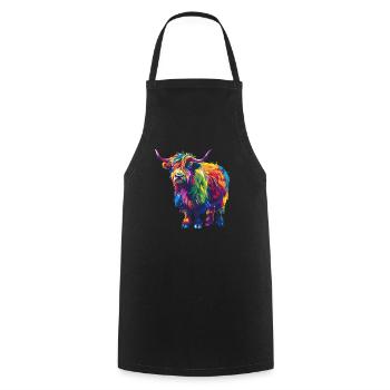 Yak Rainbow Colorful Blaze Yak - Cooking Apron - black - Front - AI Model Male 185 dark (185cm)