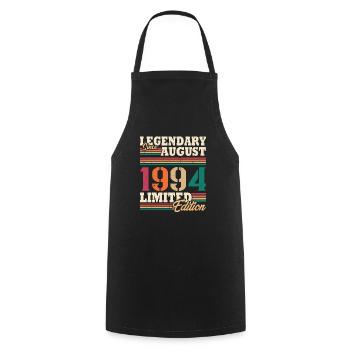 Jahrgang 1994 August Retro Geburtstagsgeschenk - Kochschürze - Schwarz - Vorne - AI Model Male 185 dark (185cm)