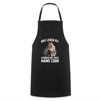 Propriétaire de Maine Coon LA VIE EST PLUS BELLE AVEC - Tablier de cuisine - noir - Devant - AI Model Male 185 dark (185cm)