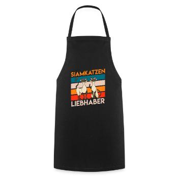 SIAMKATZEN LIEBHABER Vintage Siamesen Katzen - Kochschürze - Schwarz - Vorne - AI Model Male 185 dark (185cm)