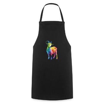 Colorful Goat Abstract Art for Animal Lovers - Cooking Apron - black - Front - AI Model Male 185 dark (185cm)