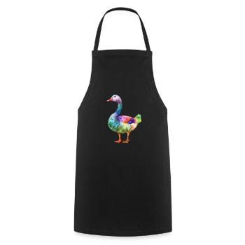 Bunte Ente Aquarell Kunstwerk - Kochschürze - Schwarz - Vorne - AI Model Male 185 dark (185cm)