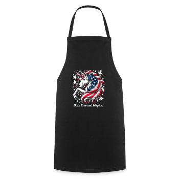 Patriotisme magique Licorne américaine États-Unis - Tablier de cuisine - noir - Devant - AI Model Male 185 dark (185cm)
