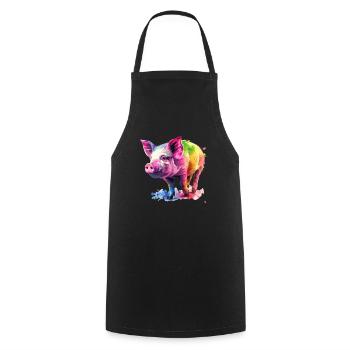 Cochon Coloré Aquarelle Oeuvre Coloré - Tablier de cuisine - noir - Devant - AI Model Male 185 dark (185cm)