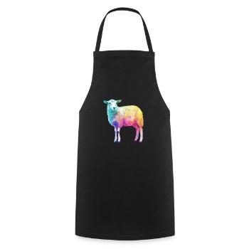 Schaf mit Regenbogen Shepherd-Farmtier - Kochschürze - Schwarz - Vorne - AI Model Male 185 dark (185cm)