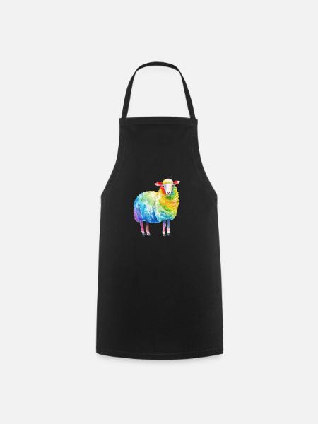Buntes Schaf - Rainbow Sheep Farm Animal Farmer - Kochschürze - Schwarz