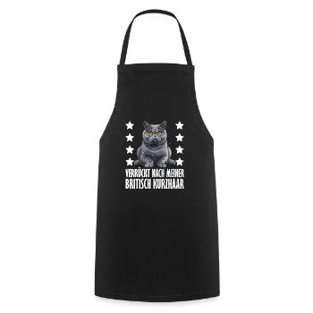 British Shorthair CRAZY ABOUT MY BRITISH - Cooking Apron - black - Front - AI Model Male 185 dark (185cm)