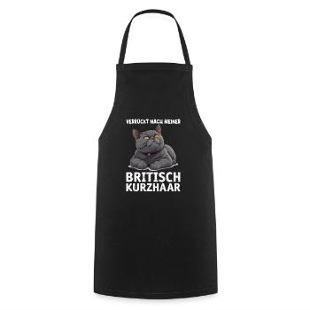 British Shorthair CRAZY ABOUT MY BRITISH - Cooking Apron - black - Front - AI Model Male 185 dark (185cm)