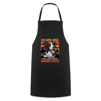 Border Collie LUCKY WEARS FUR AND IS CALLED BORDER - Cooking Apron - black - Front - AI Model Male 185 dark (185cm)