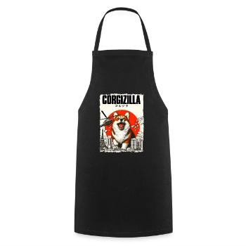 Corgi chien Corgizilla Drôle de chien Design Corgi - Tablier de cuisine - noir - Devant - AI Model Male 185 dark (185cm)