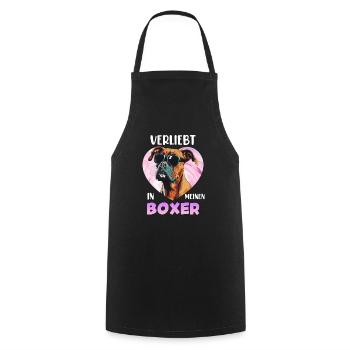 Boxer Hundemama VERLIEBT IN MEINEN BOXER Lustiges - Kochschürze - Schwarz - Vorne - AI Model Male 185 dark (185cm)