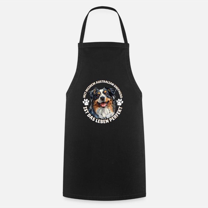 Aussie AVEC UN BERGER AUSTRALIEN, C’EST LA VIE - Tablier de cuisine - noir