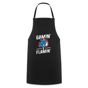 Play Controller Gaming Gamin' & Flamin - Cooking Apron - black - Front - AI Model Male 185 dark (185cm)