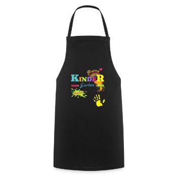Kindergarten Hurra personalisiert Kinder Spruch - Kochschürze - Schwarz - Vorne - AI Model Male 185 dark (185cm)