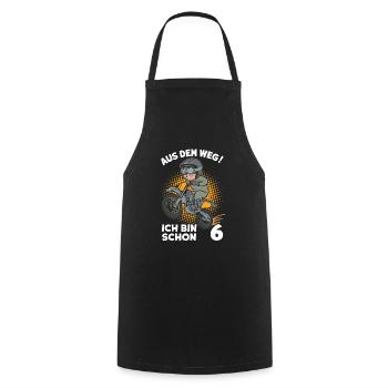 Out of the way! I'm already 6 children's birthday - Cooking Apron - black - Front - AI Model Male 185 dark (185cm)