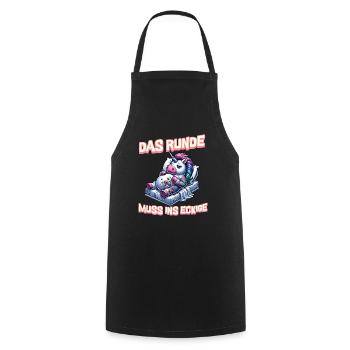 I'm tired so the round has to sleep in the square - Cooking Apron - black - Front - AI Model Male 185 dark (185cm)