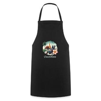 Thai Temple Elephant Bangkok Pagoda - Cooking Apron - black - Front - AI Model Male 185 dark (185cm)