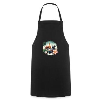Thai Temple Elephant Bangkok Pagoda - Cooking Apron - black - Front - AI Model Male 185 dark (185cm)