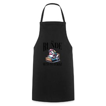 I'm tired so the round has to sleep in the square - Cooking Apron - black - Front - AI Model Male 185 dark (185cm)
