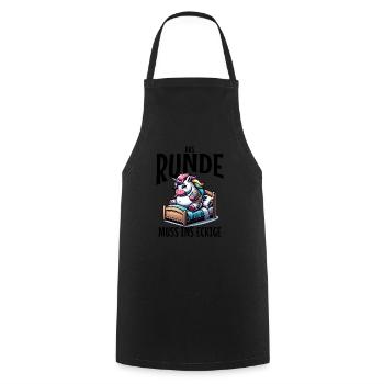 I'm tired so the round has to sleep in the square - Cooking Apron - black - Front - AI Model Male 185 dark (185cm)