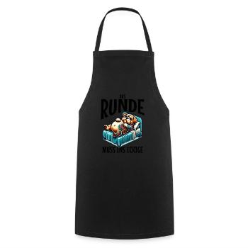 I'm tired so the round has to sleep in the square - Cooking Apron - black - Front - AI Model Male 185 dark (185cm)