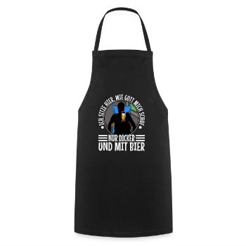 I stand here as God created me. Only thicker - Cooking Apron - black - Front - AI Model Male 185 dark (185cm)