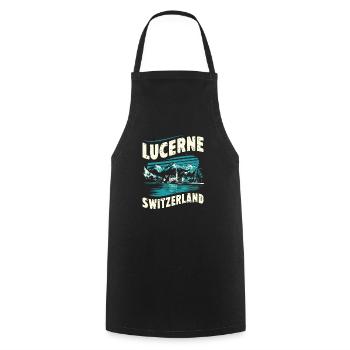 Lucerne Souvenir Suisse Paysage - Tablier de cuisine - noir - Devant - AI Model Male 185 dark (185cm)