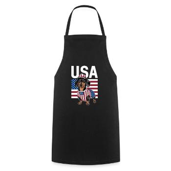 Dachshund In Costumes United States Flag - Cooking Apron - black - Front - AI Model Male 185 dark (185cm)