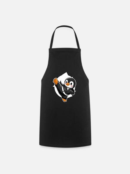 Ninja Pinguin Karate Meister - Kochschürze - Schwarz