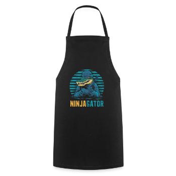 Ninja Alligator Gamer Fun Gaming Reptile Graphic - Cooking Apron - black - Front - AI Model Male 185 dark (185cm)