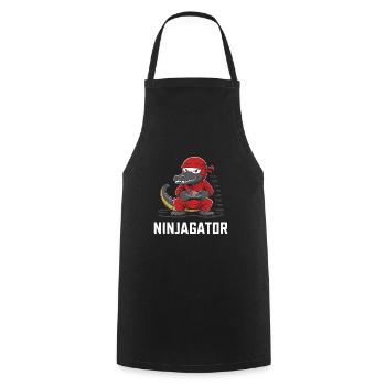 Ninja Alligator Gamer Fun Gaming Reptile Graphic - Cooking Apron - black - Front - AI Model Male 185 dark (185cm)
