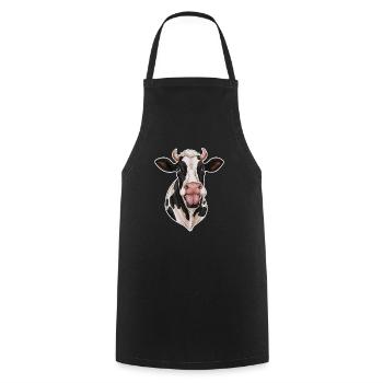 Funny Cow Sticks Out Tongue - Cooking Apron - black - Front - AI Model Male 185 dark (185cm)