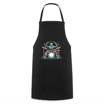 Energetic Robot Drummer Groove - Cooking Apron - black - Front - AI Model Male 185 dark (185cm)