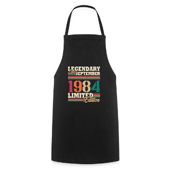 Vintage 1984 September Retro Birthday Gift - Cooking Apron - black - Front - AI Model Male 185 dark (185cm)