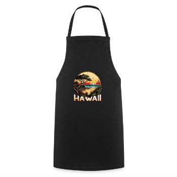 années 70 années 80 hawaïen Islande Palm Beach - Grand - Tablier de cuisine - noir - Devant - AI Model Male 185 dark (185cm)