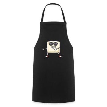 Tofu dansant pour les végétaliens et les amateurs de tofu - Tablier de cuisine - noir - Devant - AI Model Male 185 dark (185cm)