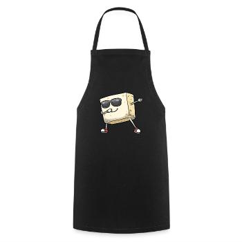 Tofu dansant pour les végétaliens et les amateurs de tofu - Tablier de cuisine - noir - Devant - AI Model Male 185 dark (185cm)