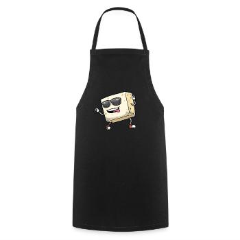 Tofu dansant pour les végétaliens et les amateurs de tofu - Tablier de cuisine - noir - Devant - AI Model Male 185 dark (185cm)