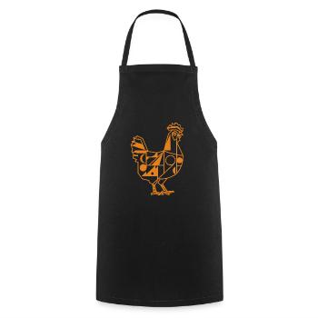 Geometric Farm Animal Graphic: Chicken in Orange - Cooking Apron - black - Front - AI Model Male 185 dark (185cm)